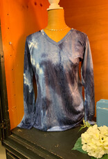 Ethyl Ethyl Blue Long sleeve V-Neck Burnout Knit