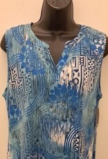 L.Hamrick L.Hamrick  Aqua Blue Sleeveless Print Dress BK