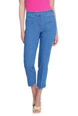 Multiples Multiples Mid Denim Pull-On Crop Pant w/Front Pockets & Strap Hem Vent