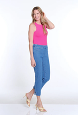 Multiples Multiples Mid Denim Pull-On Crop Pant w/Front Pockets & Strap Hem Vent