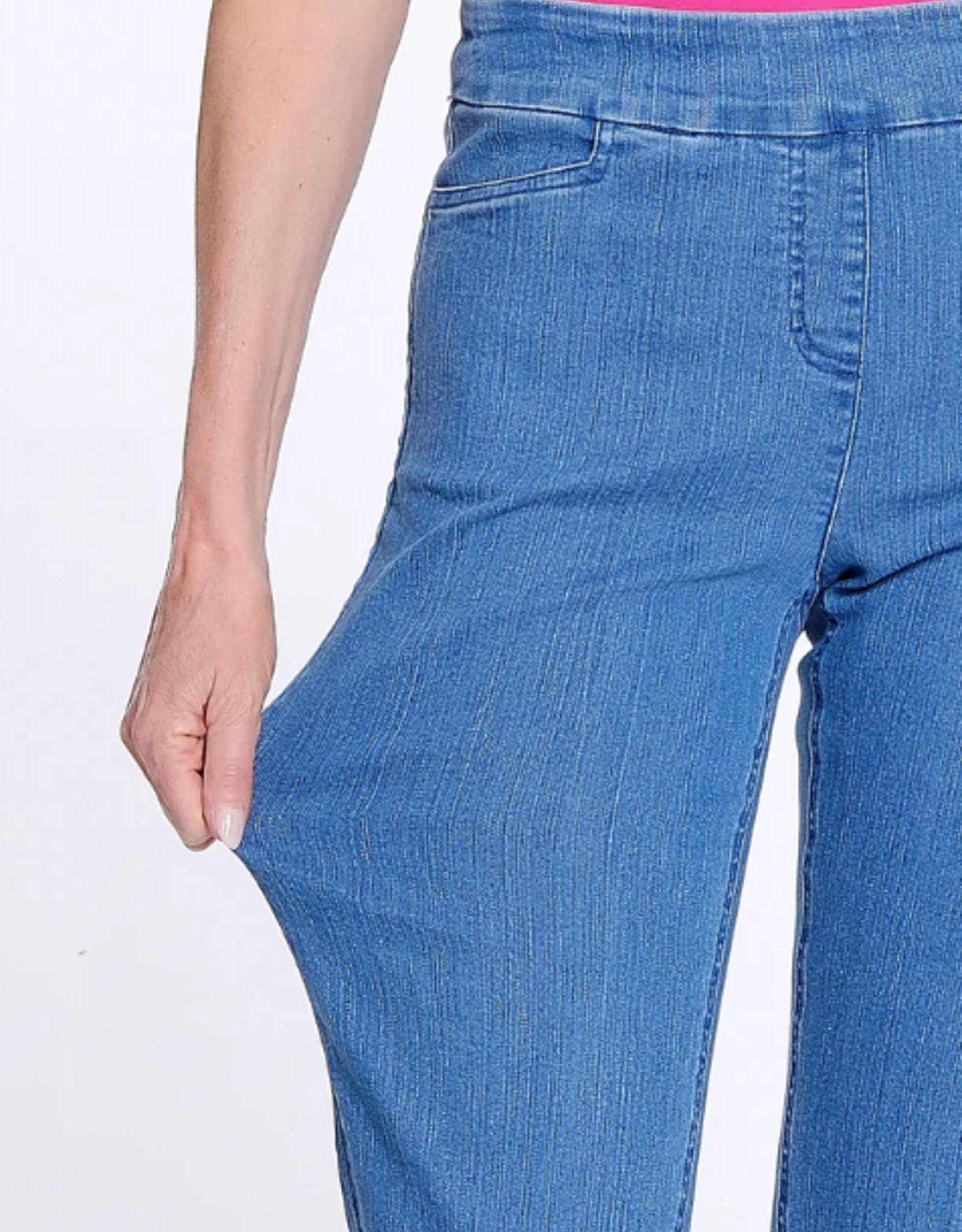 Multiples Multiples Mid Denim Pull-On Crop Pant w/Front Pockets & Strap Hem Vent