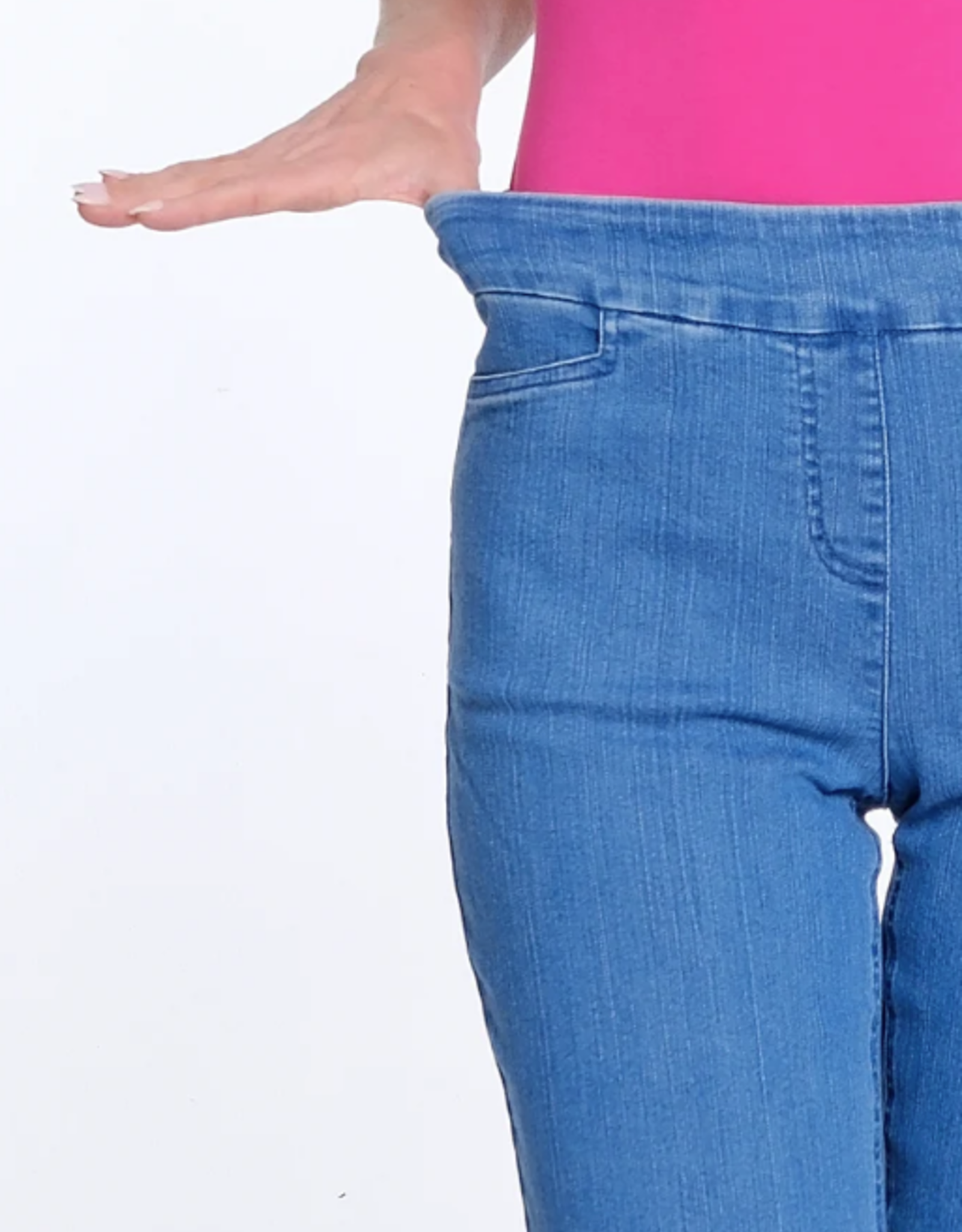 Multiples Multiples Mid Denim Pull-On Crop Pant w/Front Pockets & Strap Hem Vent