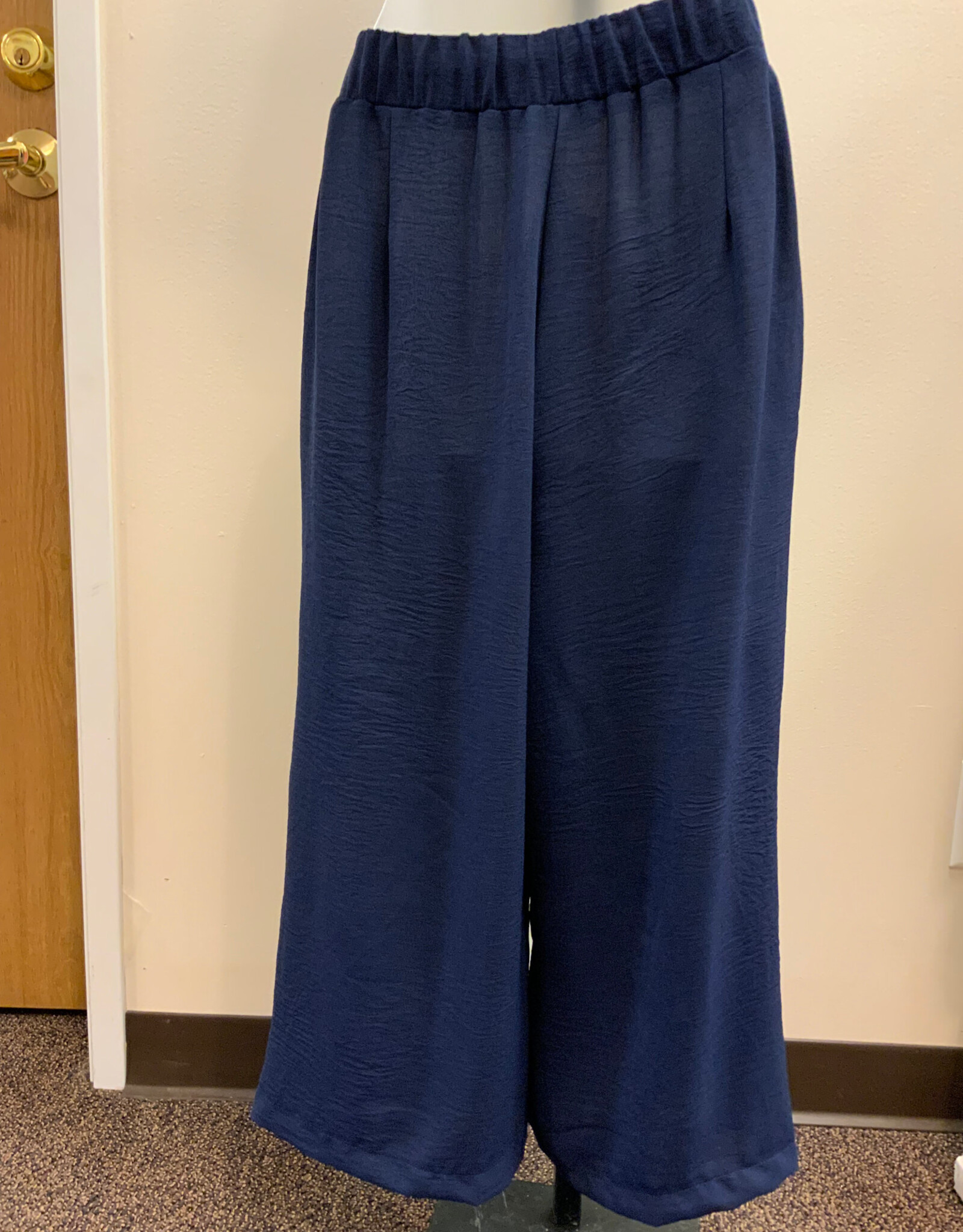 Creation Creation  AM394 Navy Solid Pull-Up Drawstring Pant w/Buttons LE