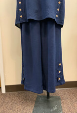 Creation Creation  AM394 Navy Solid Pull-Up Drawstring Pant w/Buttons LE