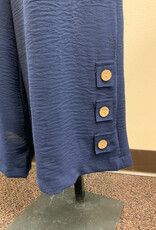 Creation Creation  AM394 Navy Solid Pull-Up Drawstring Pant w/Buttons LE