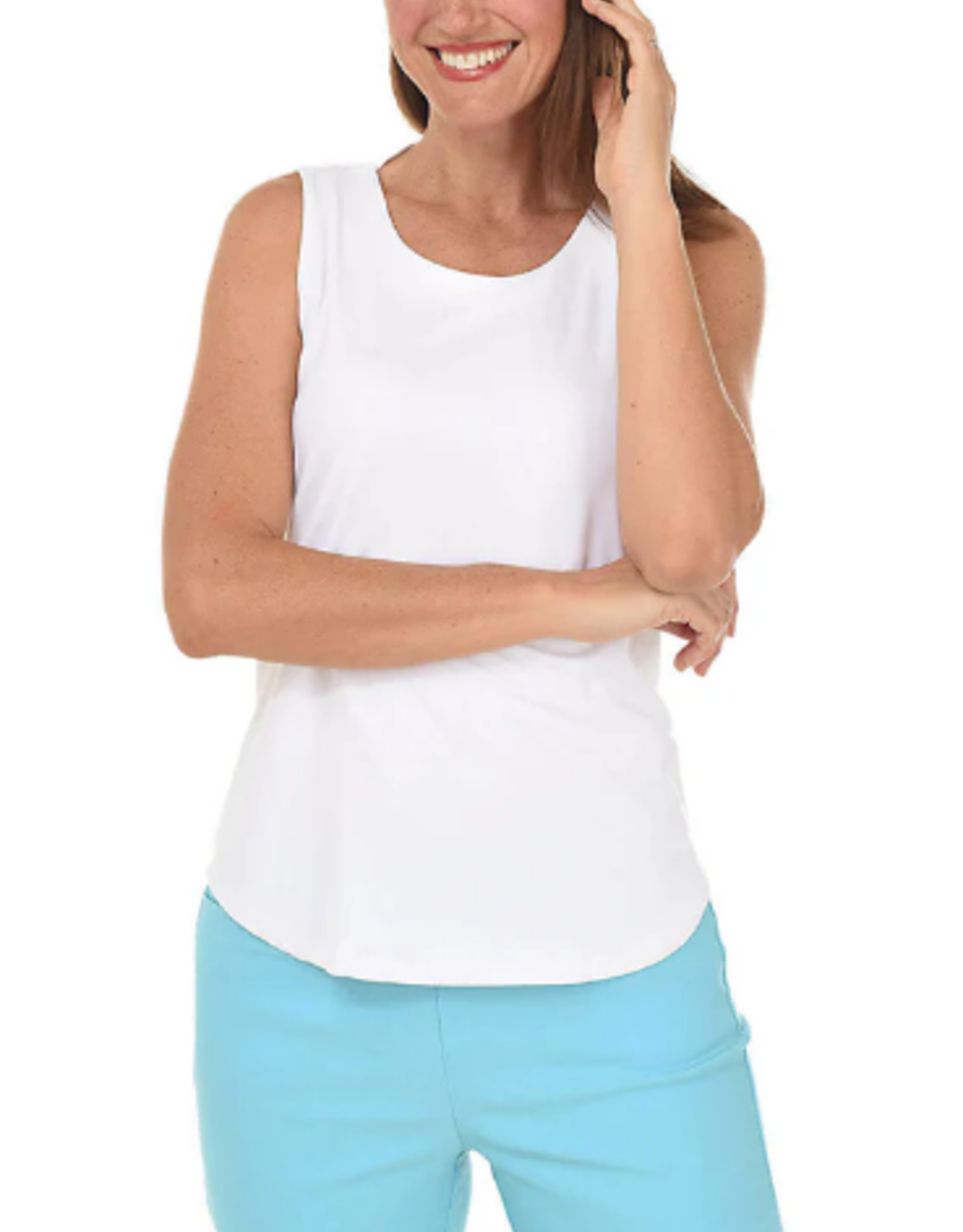 Lulu B Lulu B  White Round Neck Sleeveless Top