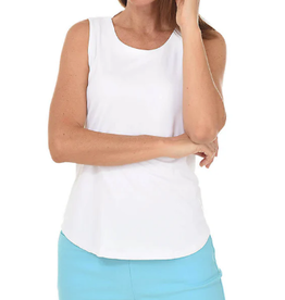 Lulu B Lulu B  White Round Neck Sleeveless Top