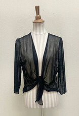 Creation Creation Black Solid Mesh Open Front 3/4 Sleeve Bolero