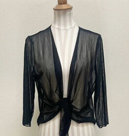 Creation Creation Black Solid Mesh Open Front 3/4 Sleeve Bolero