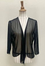 Creation Creation Black Solid Mesh Open Front 3/4 Sleeve Bolero