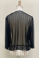 Creation Creation Black Solid Mesh Open Front 3/4 Sleeve Bolero