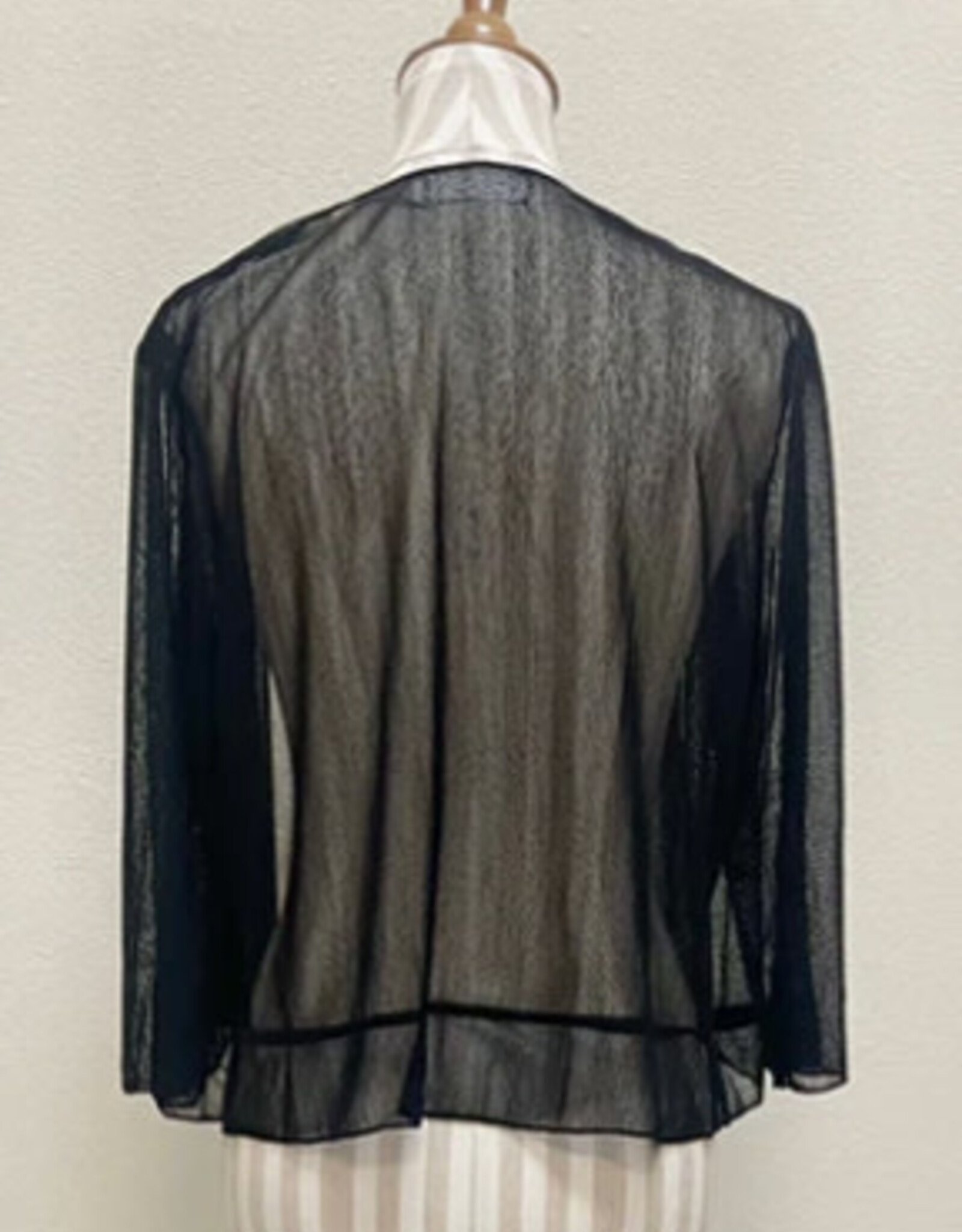 Creation Creation Black Solid Mesh Open Front 3/4 Sleeve Bolero