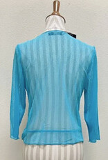 Creation Creation Turquoise Solid Mesh Open Front 3/4 Sleeve Bolero