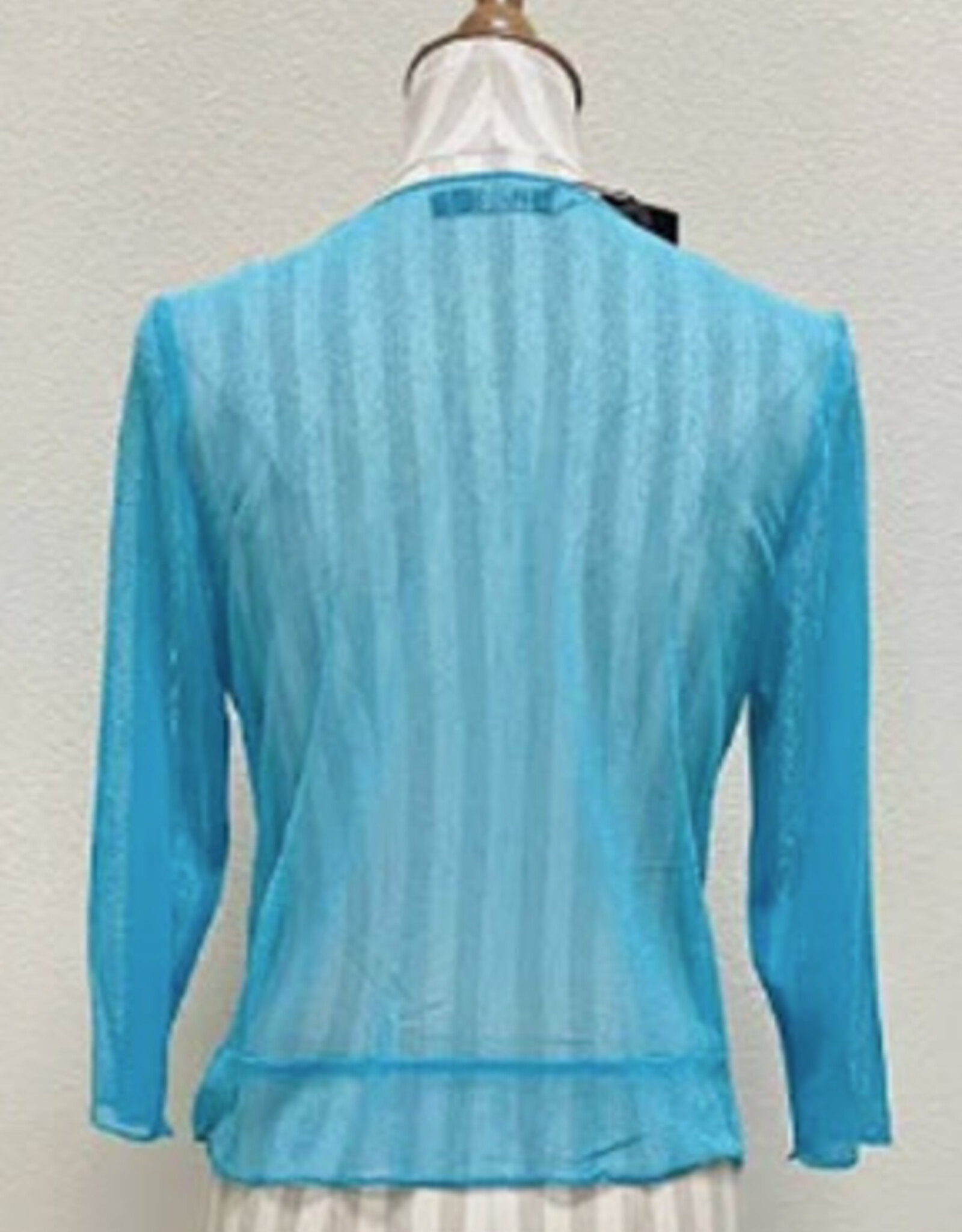 Creation Creation Turquoise Solid Mesh Open Front 3/4 Sleeve Bolero