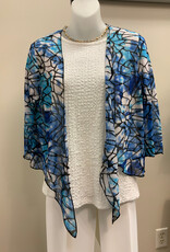 Creation Creation Blue/Multi Stained Glass Print 3/4 Slv Mesh Bolero