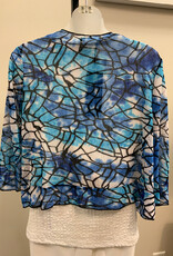 Creation Creation Blue/Multi Stained Glass Print 3/4 Slv Mesh Bolero
