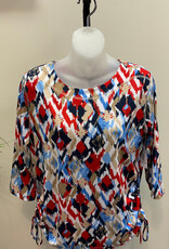L.Hamrick L.Hamrick Petite Red Alert Phantom 3/4 Sleeve Crew Neck Top BK