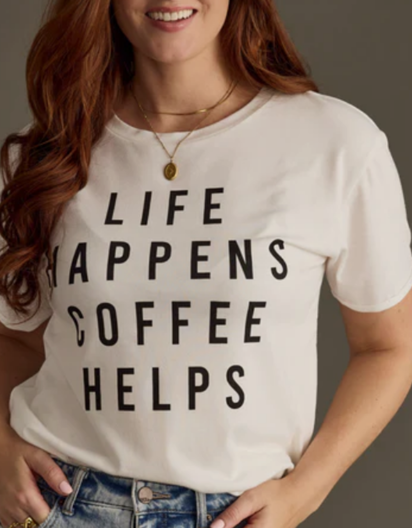 Panache Apparel Panache White Life Happens Coffee Helps Tee