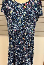 L.Hamrick L.Hamrick Navy Flutter Sleeve Crew Neck Dress