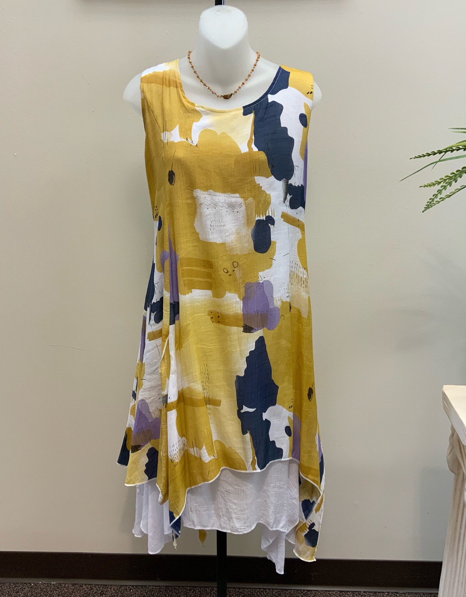 Creations Lady Liberty  Two Tier Sleeveless Crew Neck Hankerchief Hem Dress LB