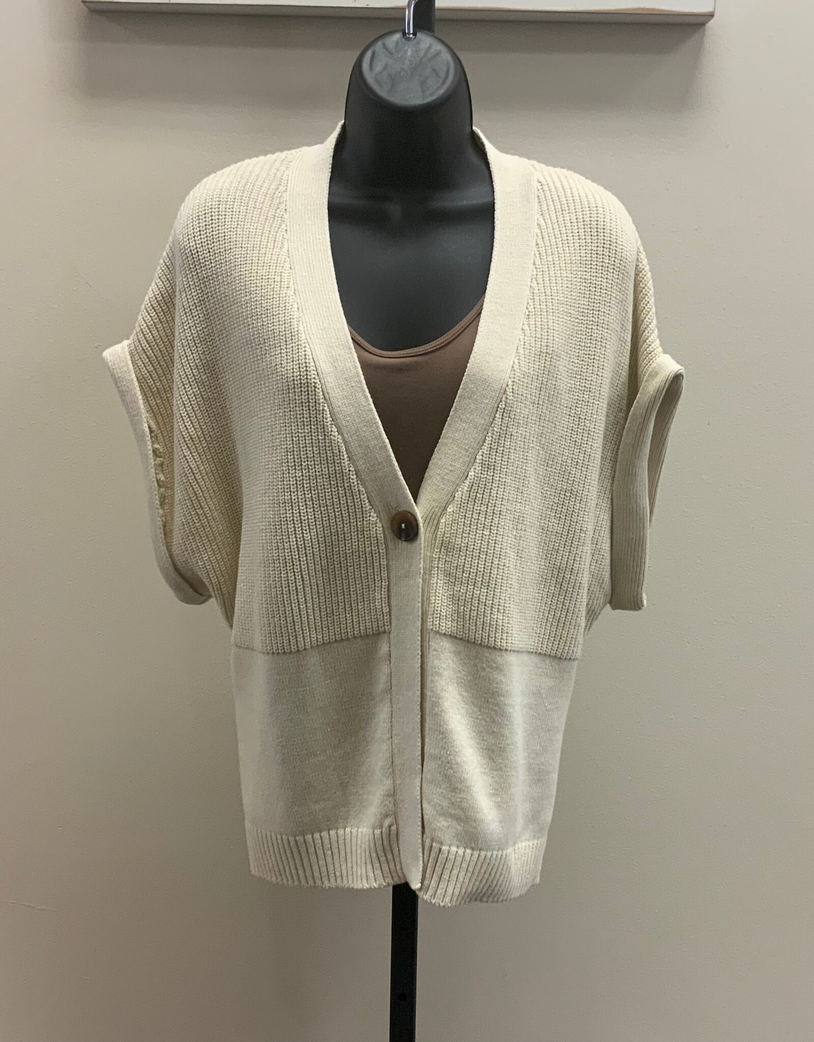 Multiples Multiples M35402KM Flax Cuffed Dolman 1-Button Front Cardigan AL