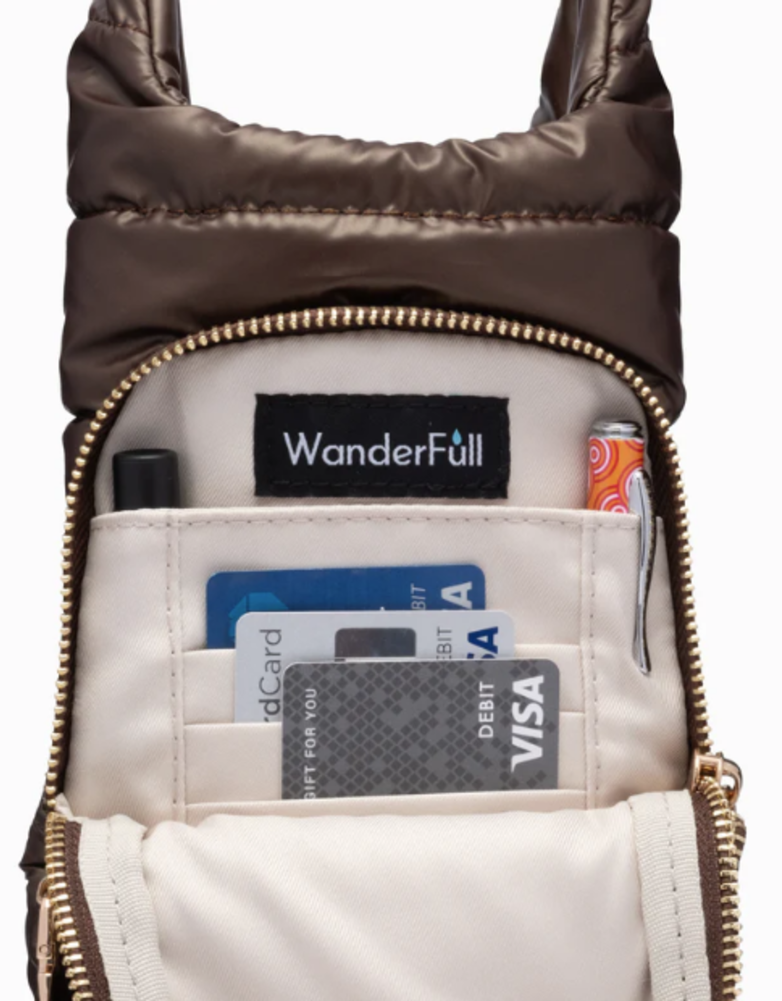 WanderFull WanderFull Chocolate Brown Hydrobag w/ Gold Hardware