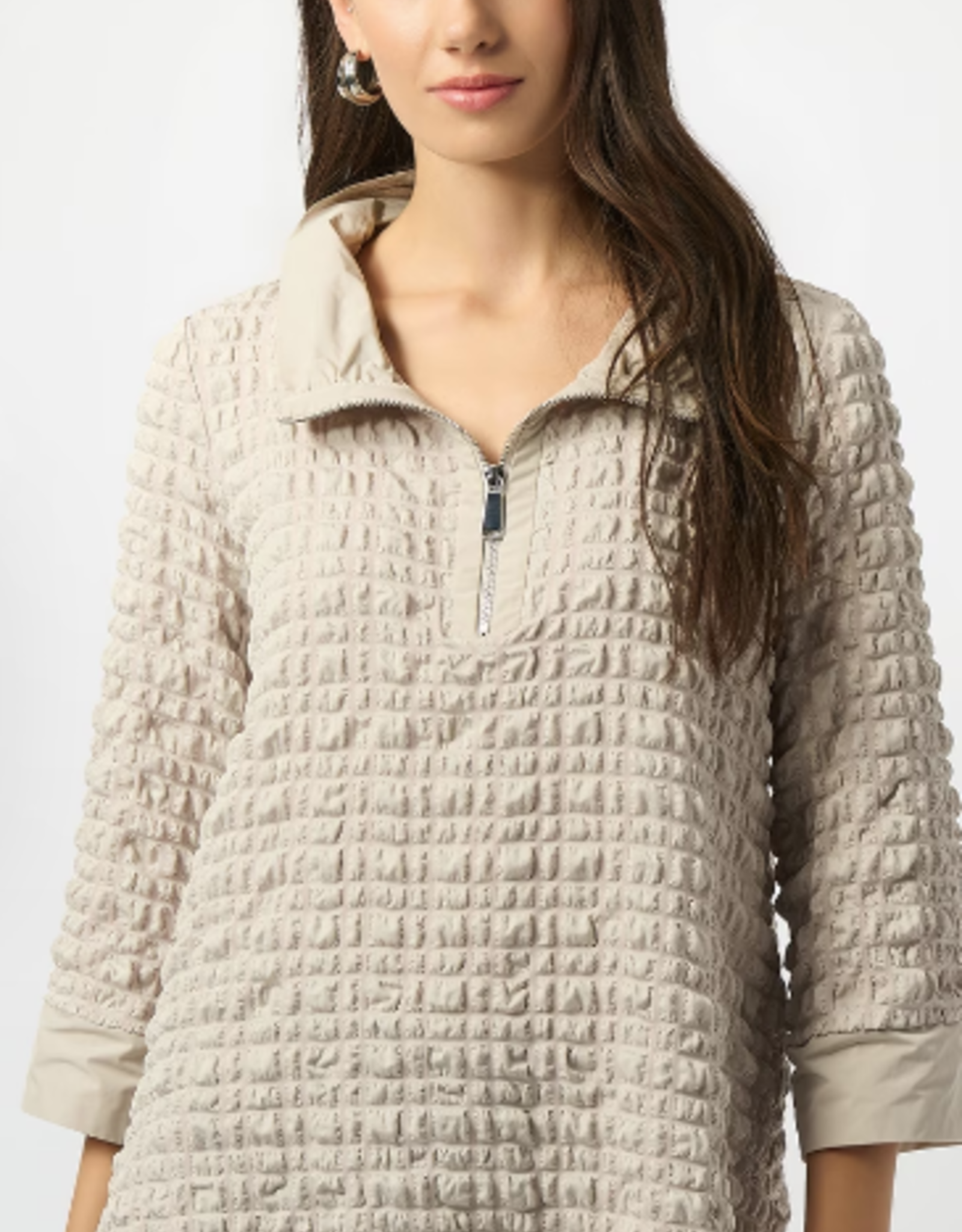 Joseph Ribkoff Joseph Ribkoff  Moonstone Waffle Texture 1/4 Zip Long Sleeve BEC