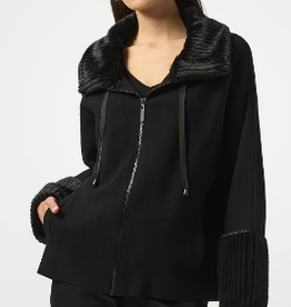 Joseph Ribkoff Joseph Ribkoff  Black Relaxed Fit Faux Fur Detail Shawl Jacket BLB