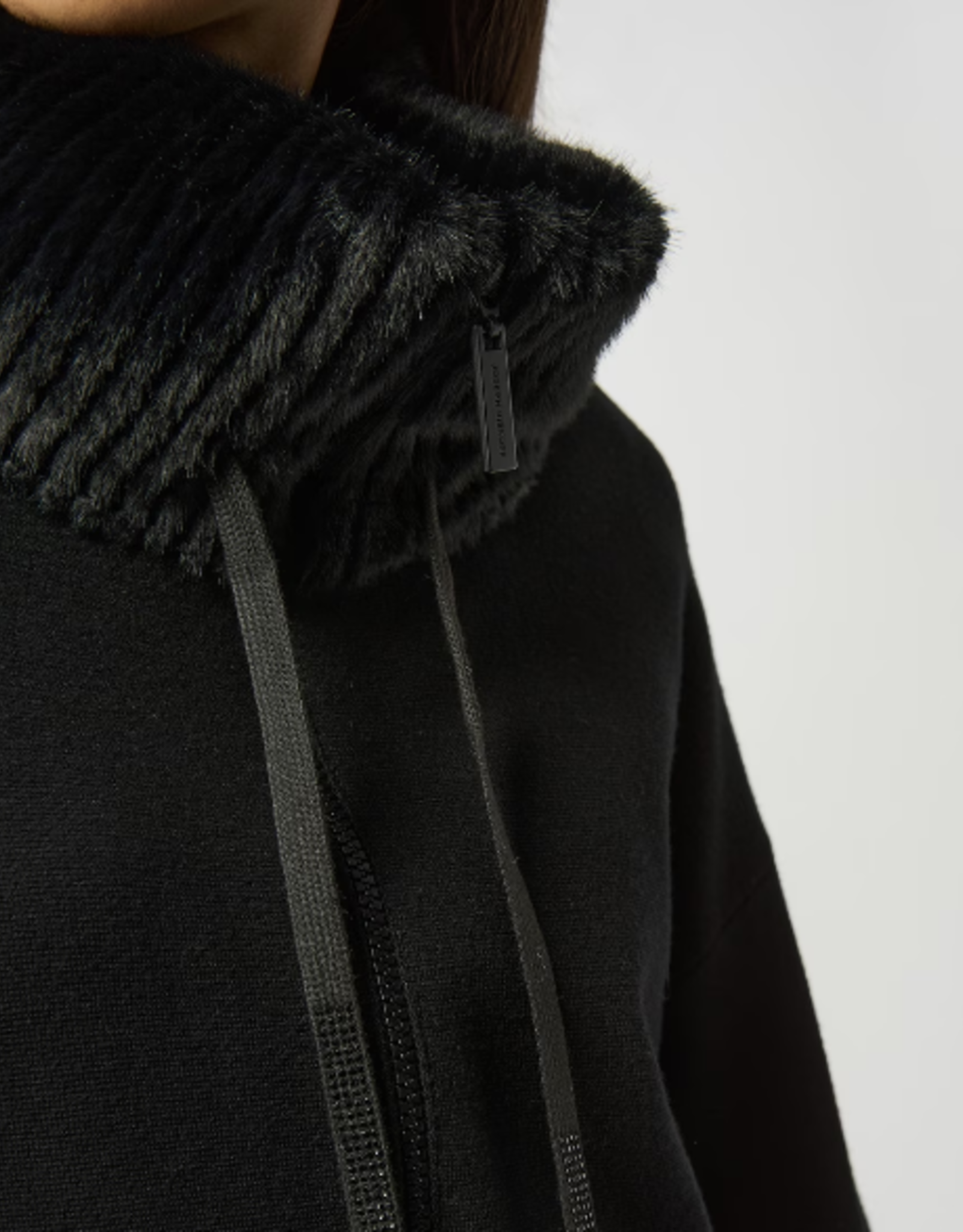 Joseph Ribkoff Joseph Ribkoff  Black Relaxed Fit Faux Fur Detail Shawl Jacket BLB