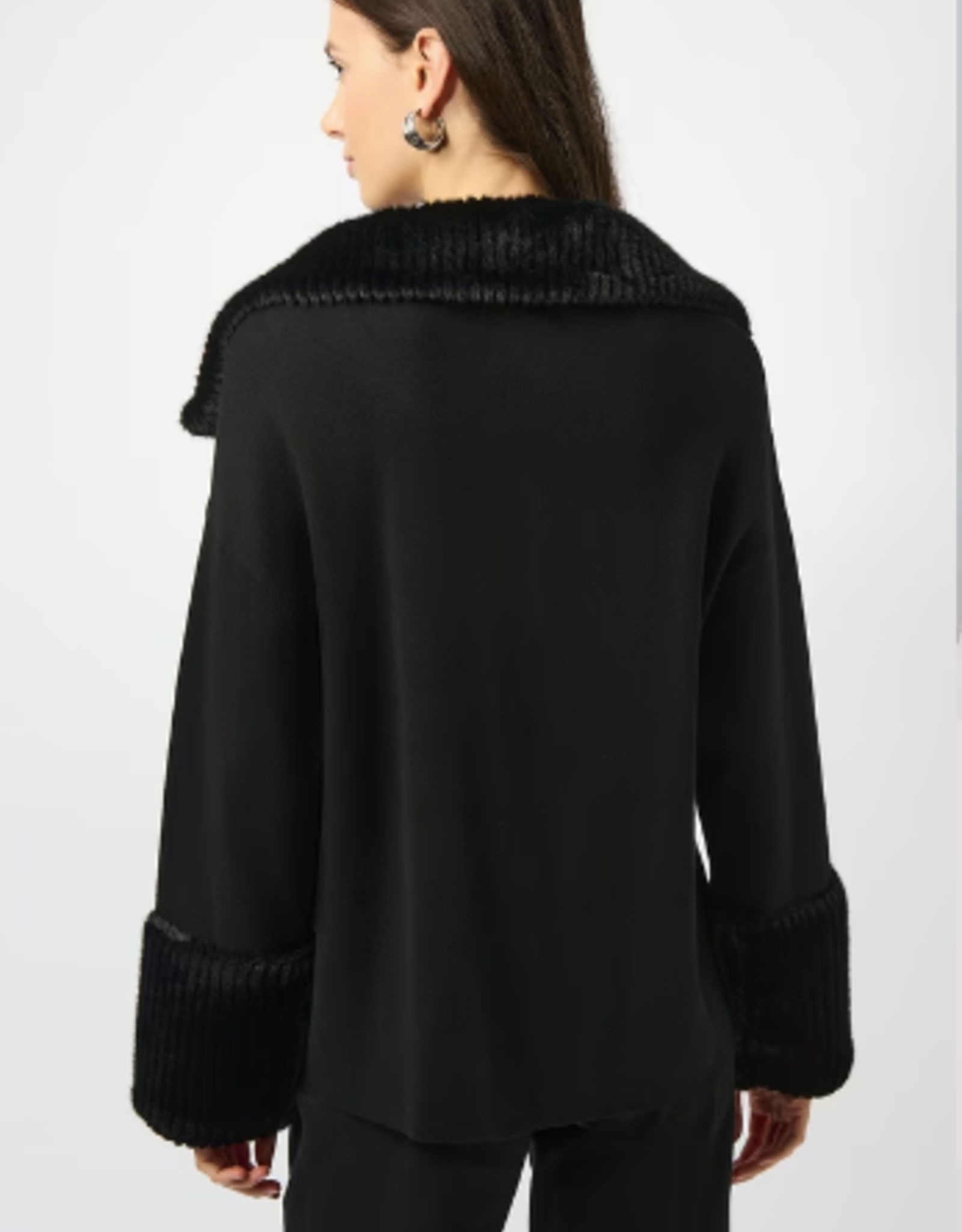 Joseph Ribkoff Joseph Ribkoff  Black Relaxed Fit Faux Fur Detail Shawl Jacket BLB