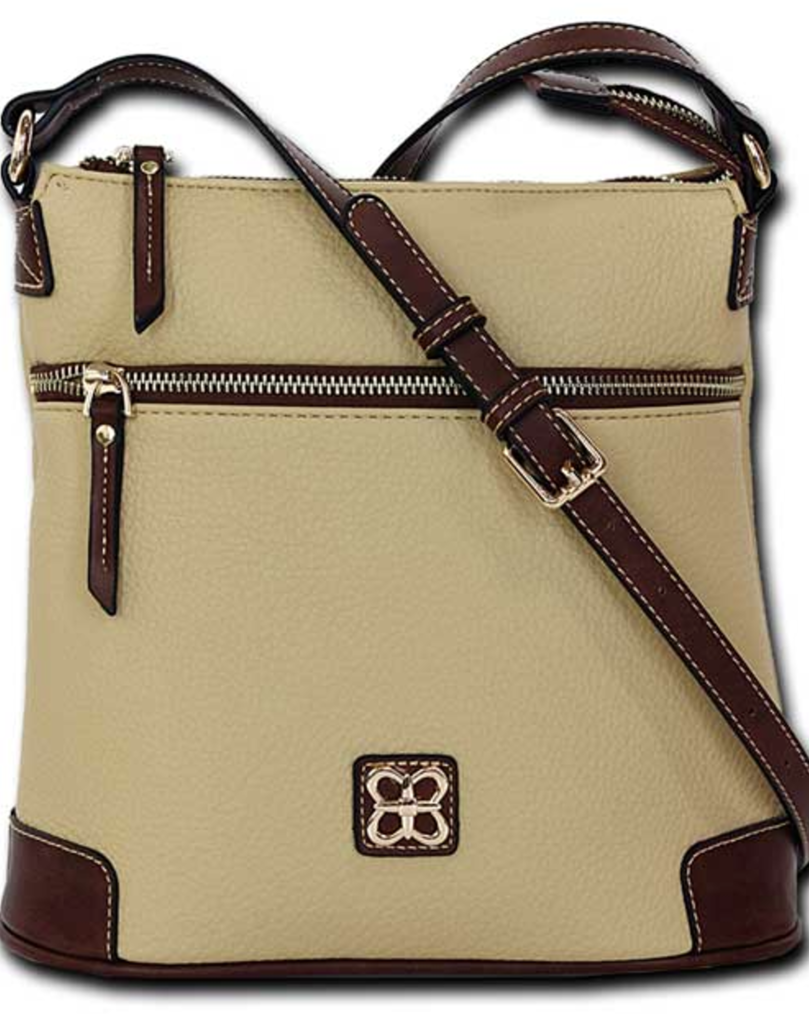 MC Handbags Corp. MC Handbag 2100 Belle Mustard Pebble Grained Cross-body Contrast Trim BS