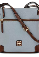 MC Handbags Corp. MC Handbag Belle Blue Pebble Grained Cross-body Contrast Trim BS