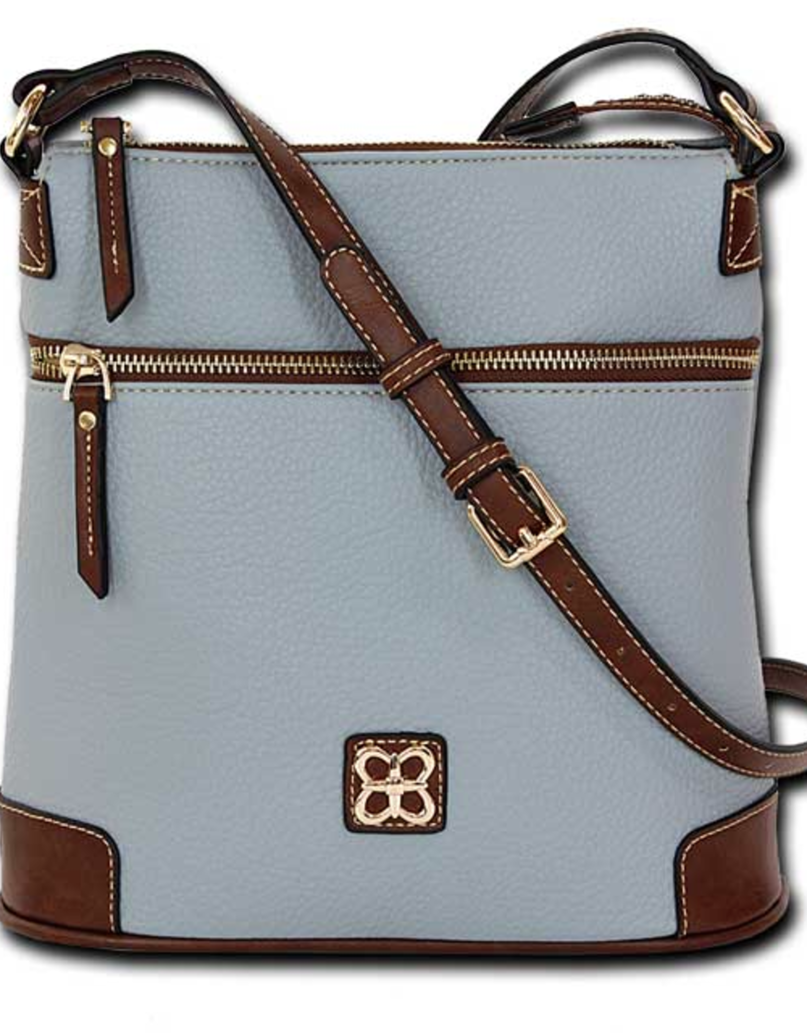 MC Handbags Corp. MC Handbag Belle Blue Pebble Grained Cross-body Contrast Trim BS