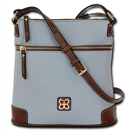 MC Handbags Corp. MC Handbag Belle Blue Pebble Grained Cross-body Contrast Trim BS