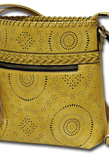 MC Handbags MC Handbags Calm 4105 Mustard Faux Leather Crossbody W/Perfoation LA