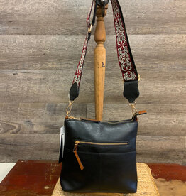 Coronet Coronet Black Guitar Strap Crossbody W/Front Pocket