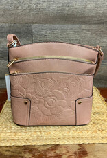 Coronet Coronet Dk. Pink Tooled 3 Zip Crossbody