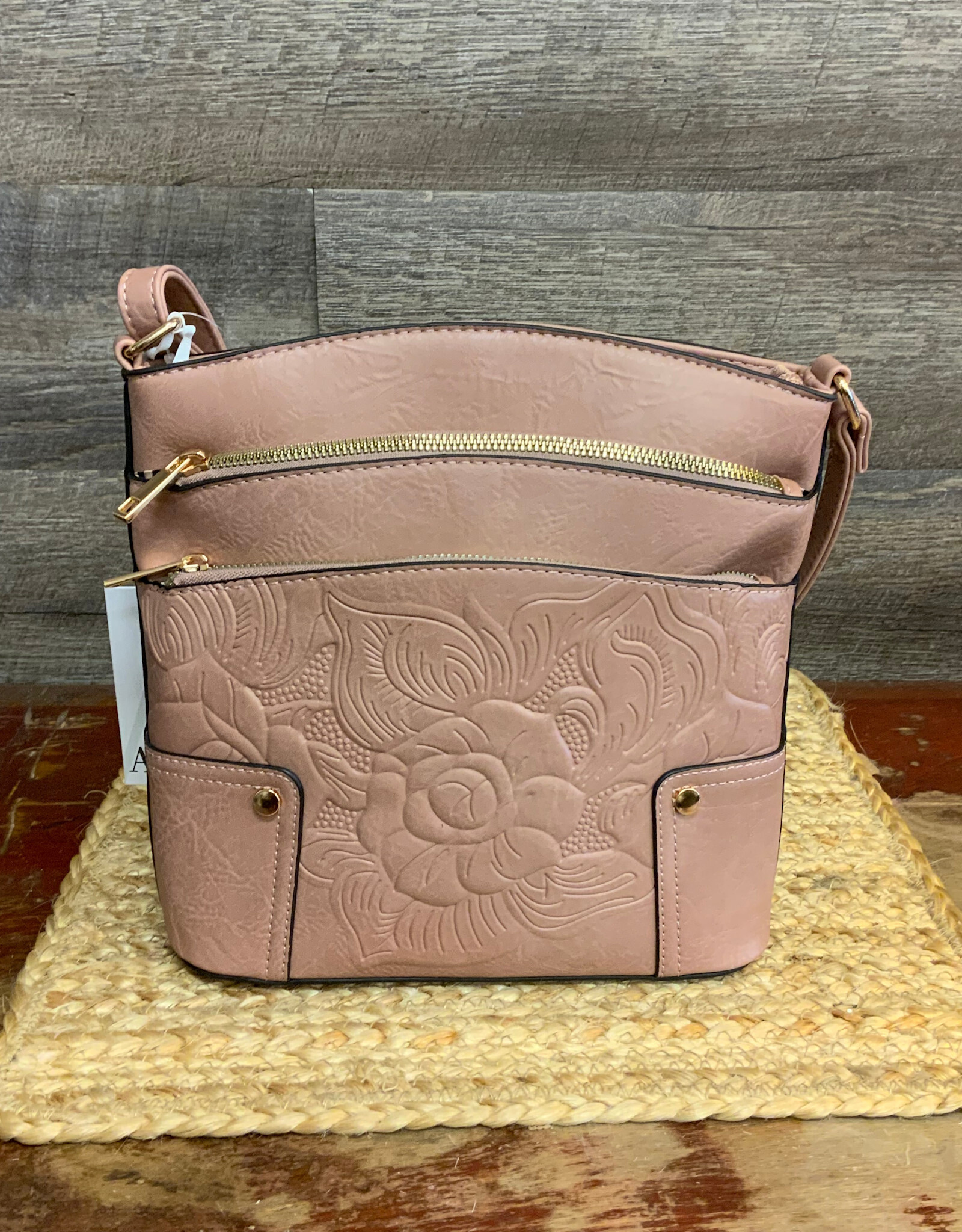 Coronet Coronet Dk. Pink Tooled 3 Zip Crossbody