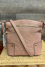 Coronet Coronet Dk. Pink Tooled 3 Zip Crossbody