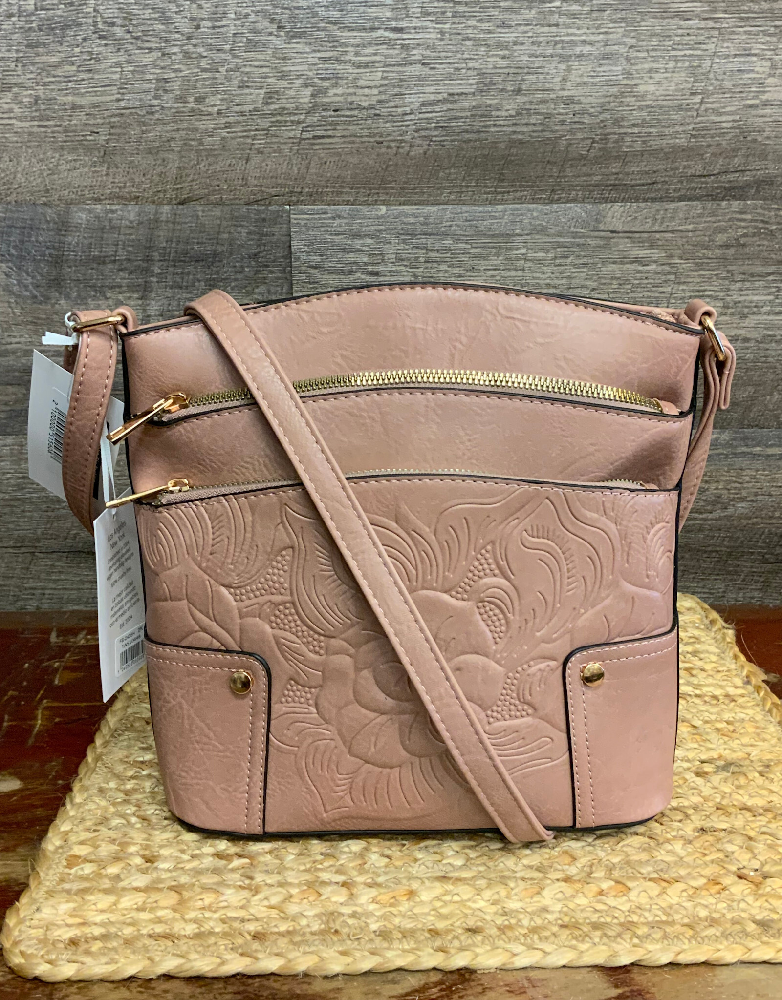 Coronet Coronet Dk. Pink Tooled 3 Zip Crossbody