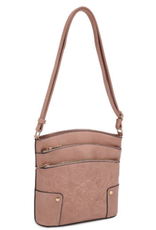 Coronet Coronet Dk. Pink Tooled 3 Zip Crossbody
