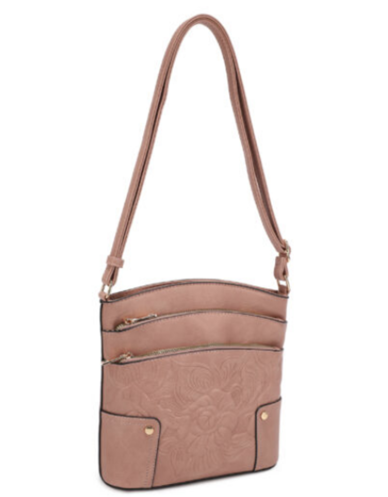 Coronet Coronet Dk. Pink Tooled 3 Zip Crossbody