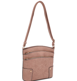 Coronet Coronet Dk. Pink Tooled 3 Zip Crossbody
