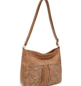 Coronet Coronet Camel Tooled Crossbody W/2 Front Pockets
