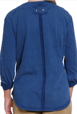Tru Luxe Tru Luxe Blue Embroidered Slub Jersey Top AS