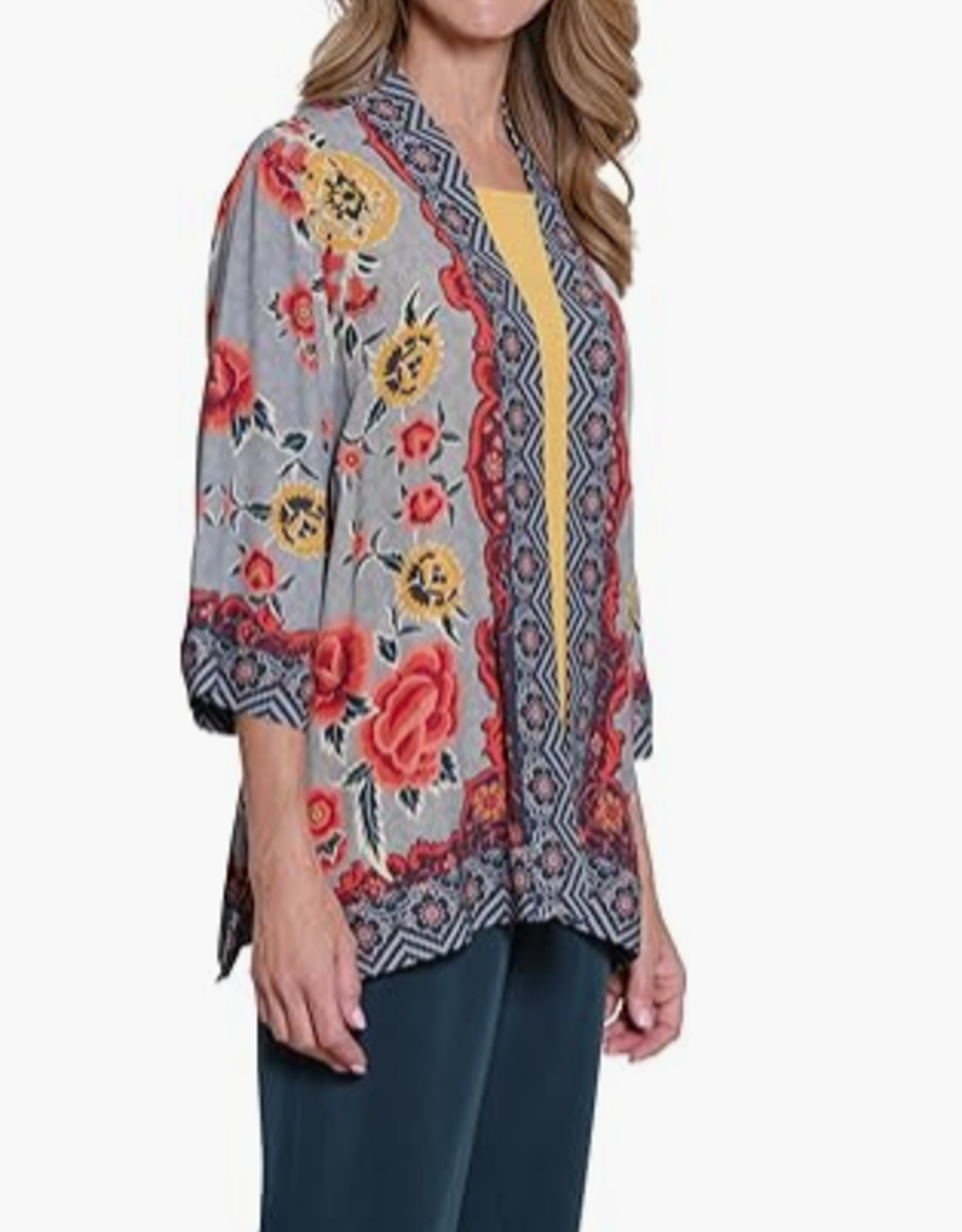 Multiples Multiples Petite  Multi 3/4 Sleeve Banded Open Front Jacket AS