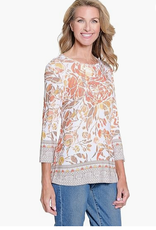 Multiples Multiples Petite Multi 3/4 Raglan Sleeve Scoop Neck Top LS