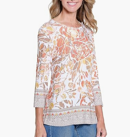 Multiples Multiples Petite Multi 3/4 Raglan Sleeve Scoop Neck Top LS