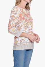 Multiples Multiples Petite Multi 3/4 Raglan Sleeve Scoop Neck Top LS