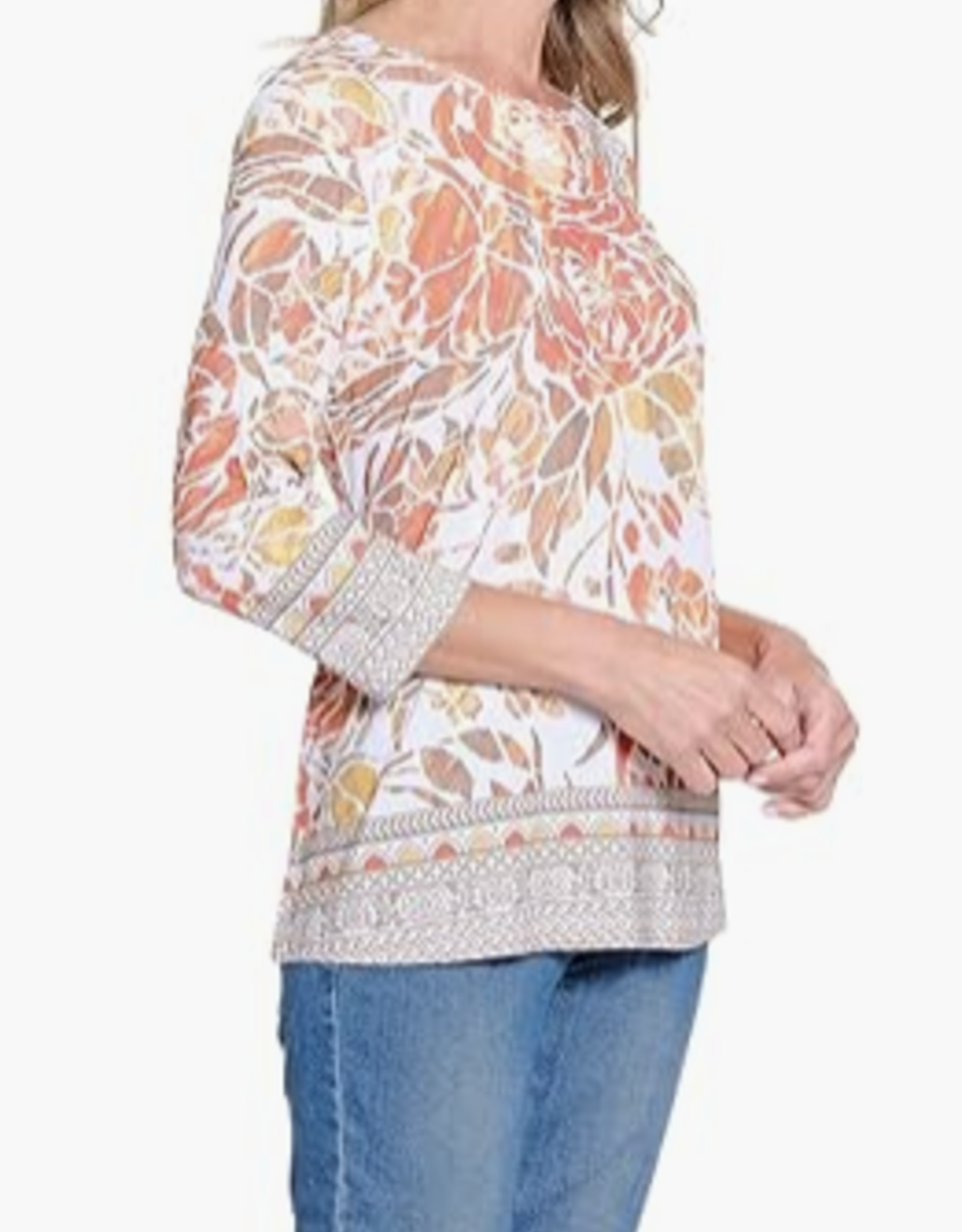 Multiples Multiples Petite Multi 3/4 Raglan Sleeve Scoop Neck Top LS
